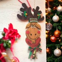 Kurt Adler Moose Wood Ornament Christmas Reindeer Elk Painted Whimsy Cab... - £13.14 GBP