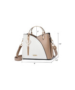 Fashion Handbag Color Block Tassel Decor Crossbody Midsize Bag Yellow Beige - £30.50 GBP