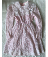 VTG Girls Dress Pink White Lace 8 Made In USA -Missing A Belt - $19.79