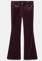 ZARA BNWT 2025. BURGUNDY FLARE VELVET TROUSERS PANTS. 8914/082/681 - $149.65