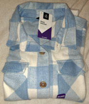 Member&#39;s Mark Women&#39;s Relaxed Fit Button Front Plaid Shacket Blue 2XL NEW - £18.56 GBP