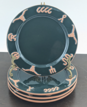 Frankoma Pottery Forest Green Salad Plate Set of 4 Plates 7-7/8 Cattle Brands - $149.00