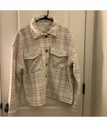Time And Tru Women&#39;s Brown Plaid Button Up Shacket Jacket Shirt Size L - $58.58 CAD