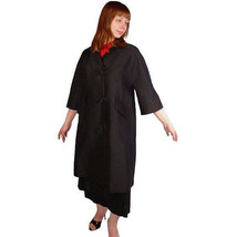 Vintage MCM Womens Evening Sack Coat Black Fine Wool 1950S Style Frogs Large - £113.12 GBP