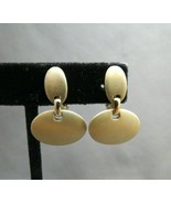 VTG Monet Luxury Clip Earrings Oval Dangle Gold Plated Brushed Texture 1" High - $15.99