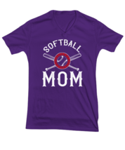 Mom TShirt Softball Mom Purple-V-Tee  - £17.63 GBP