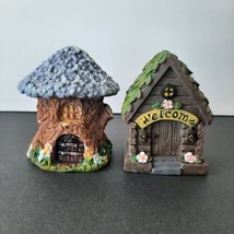 Fairy Garden Forest Figurine Set of 2 Enchanted Fairy Cottage Houses Gar... - £7.50 GBP