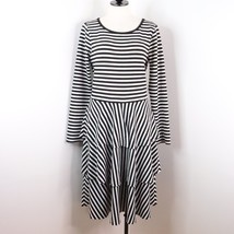LuLaRoe Women&#39;s XL Georgia Black &amp; White Striped Tiered Ruffle Long Slee... - $18.88