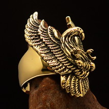 Excellent crafted Men&#39;s American Eagle Biker Ring - antiqued Brass - £18.96 GBP+
