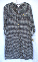 NEW Charter Club Straight Slinky Fabric Dress Black White Houndstooth Pe... - $28.49