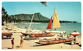 Waikiki Beach Honolulu Hawaii Pan American Airlines Issued Postcard 1966 - £13.91 GBP
