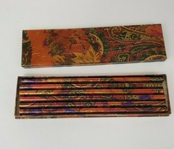 Vtg  Box of 6 Pencils Marcel Schurman Collection Metallic Paisley Floral  NEW - £4.70 GBP