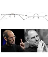 silver titanium Rimless Glasses Steve Jobs Style Retro Fr... - £62.92 GBP
