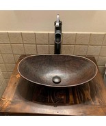 18&quot; Oval Copper Vessel Bathroom Sink in Brushed Sedona with Faucet &amp; Drain - £234.51 GBP