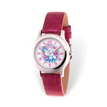 Disney Tween Minnie Mouse Silver-tone Dark Pink Band Watch - £49.55 GBP