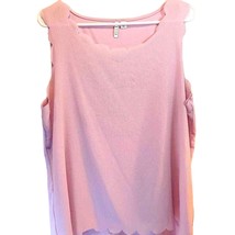 Elle Women&#39;s Tank Top Pink Scoop Neck Stretch Scalloped Edge XL New - $12.86