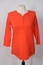 Lauren Ralph Lauren Active M Orange 1/4 Zip 3/4 Sleeve Cotton Stretch Top Shirt - £16.41 GBP