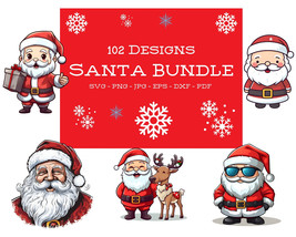 Santa Clause Christmas Clipart Bundle, PNG DXF SVG Cricut, Silhouette Cut Files - £3.13 GBP