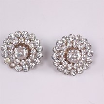 Vintage Clip-On Earring Star Atomic Round Flower Rhinestone Silver Plate... - £11.86 GBP