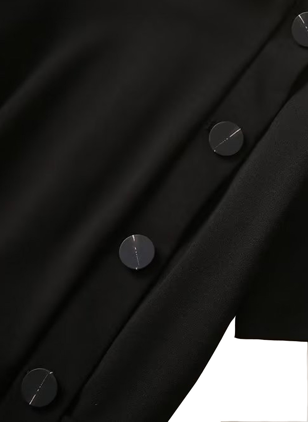 Celeb Style Amal Clooney Inspired Short Sleeve Button Little Black Midi Dress Item image 5