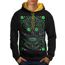 Wellcoda Skull Acid Art Mens Contrast Hoodie, Zombie Casual Jumper - £31.46 GBP