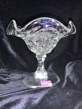 New Martinsville Viking Glass Footed Crystal Thumb Print Compote Candy Dish - £29.75 GBP