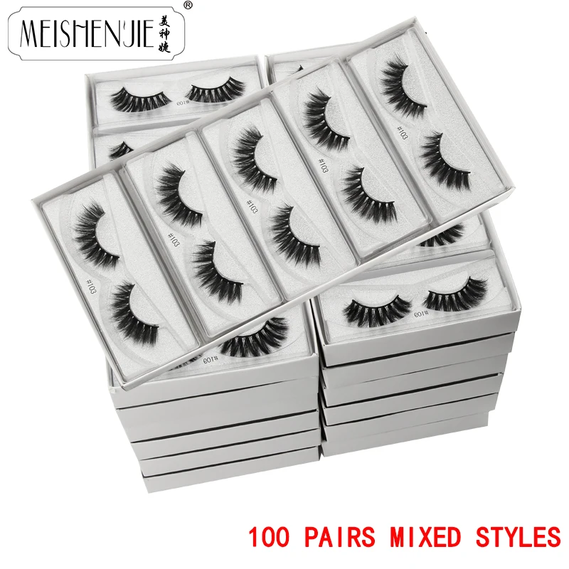 Sale eyelashes 10 100 pairs 3d mink lashes hand made false eyelashes natural makeup eye thumb200