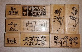 Stampin' Up! Smorgasborders 9 Rubber Stamps Love Flowers Friends So Nice 2004 - $14.84