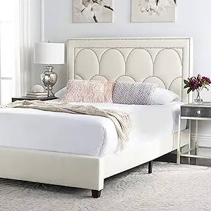 Safavieh Home Solania Contemporary Cream Velvet Bed, Queen - $807.99