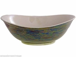 RETRO VTG 1950s Signed Evelyn Wesfer Dark Green Iridescent China Bowl MCM - $17.96