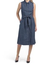 New Anne Klein Blue Denim Fit And Flare Shirt Belted Midi Dress Size 16 $139 - £60.78 GBP