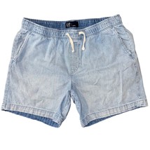 Gap Mens Large Denim Pull On Shorts 7&quot; Inseam Elastic Waist Drawstring P... - $10.99