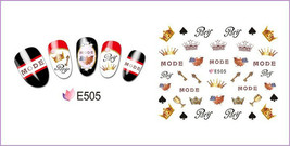 Nail Art 3D Decal Stickers crown tiara glass USA flag key Paris mode E505 - £2.54 GBP