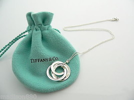 Tiffany &amp; Co 1837 Interlocking Circles Necklace Pendant Chain Gift Pouch 17 Inch - £277.82 GBP