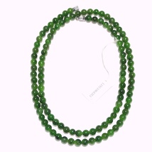 6mm Certified Nature Hetian Nephrite Green Jade Women&#39;s Round Beads Necklace4353 - £62.54 GBP
