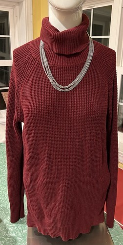 J.Crew Waffle Knit Turtleneck Sz Small Cranberry - $7.29