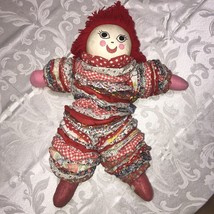 Vintage Handmade YOYO Rag/Cloth Doll with Yarn Hair Embroidered Face 20” - $17.42