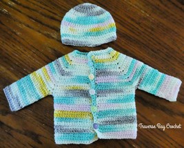 Sweet pea baby crochet cardigan sweater hat pattern 0-3m newborn PATTERN ONLY - £6.25 GBP