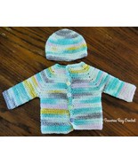 Sweet pea baby crochet cardigan sweater hat pattern 0-3m newborn PATTERN... - £6.25 GBP