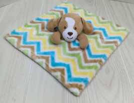 Little Miracles Brown Puppy Dog Baby Security Blanket Lovey Chevron Stri... - $7.91