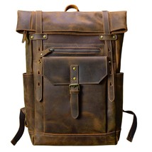 New Cowhide Leather Men&#39;s Backpack 15-17 Inch Laptop Bag Men Large Capacity Trav - £156.44 GBP
