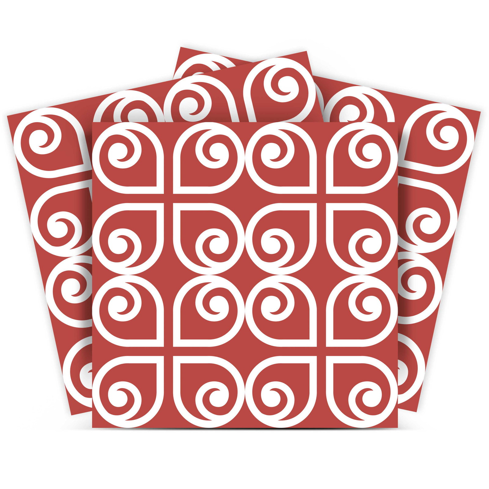 4&quot; x 4&quot; Brick Red And White Scroll Peel and Stick Removable Tiles - $91.03
