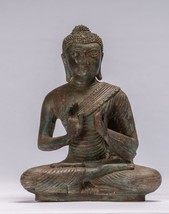 Ancien Sri Lanka Style Assis Bronze Teaching Statue de Bouddha - 25cm/10 &quot; - £489.65 GBP