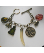 Asian Buddha Charm Bracelet 8&quot; Toggle Clasp - $34.65