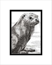 River Otter Pen and Ink Print - £18.53 GBP