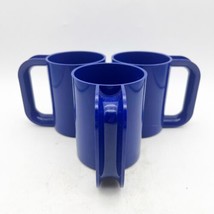 Heller Massimo Vignelli Lot of 3 plastic Blue Mugs Plastic Cups Vintage MCM - £27.48 GBP