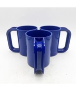 Heller Massimo Vignelli Lot of 3 plastic Blue Mugs Plastic Cups Vintage MCM - £27.53 GBP