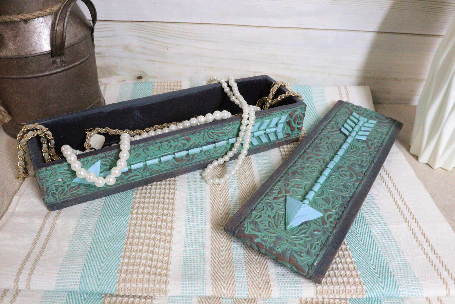 Southwestern Tribal Indian Turquoise Arrow Floral Lace Decorative Jewelr... - $29.99