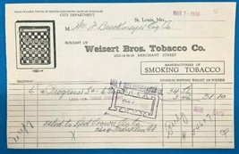 WEISERT BROS. TOBACCO COMPANY vintage March 7, 1939 invoice on letterhead - £10.24 GBP