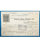 WEISERT BROS. TOBACCO COMPANY vintage March 7, 1939 invoice on letterhead - £10.08 GBP